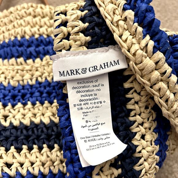 Mark & Graham Resortwear Colorful Stripe Straw Beach Slouchy Summer Tote Bag - Picture 6 of 10